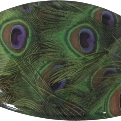 Pasador de plumas de pavo real de 8 cm, con clip de calidad superior hecho en Francia