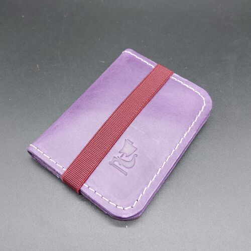 Card holder, wallet opplav IV. Leather case for credit cards and bills. Nubuck cow leather . Small, simple and very elegant.(violet)