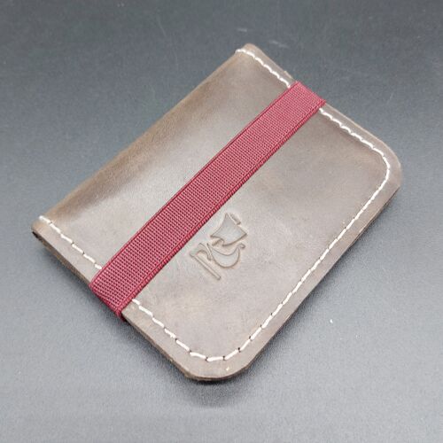Card holder, wallet opplav IV. Leather case for credit cards and bills. Nubuck cow leather . Small, simple and very elegant.(Dark Brown)
