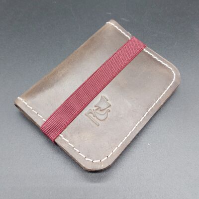 Card holder, wallet opplav IV. Leather case for credit cards and bills. Nubuck cow leather . Small, simple and very elegant.(Dark Brown)