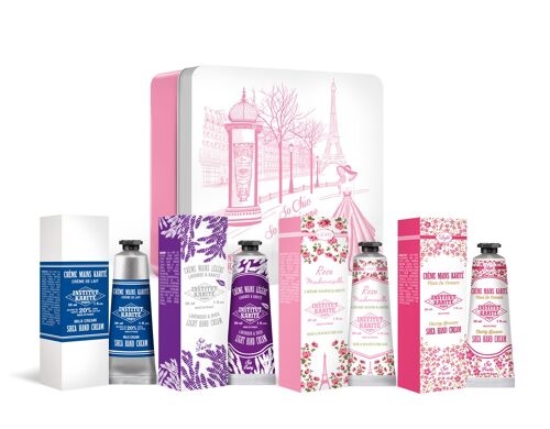 Coffret Métal Rose Mlle - 4 Crèmes mains avec étui