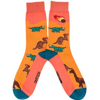 Chaussettes dinosaure moutarde 1