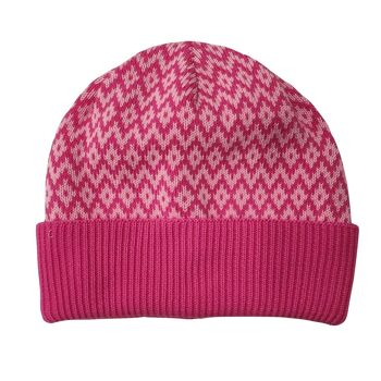 Casquette coton losange rose fuchsia ourlet en fuchsia