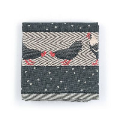 Tea Towel Chickens Black 6pcs