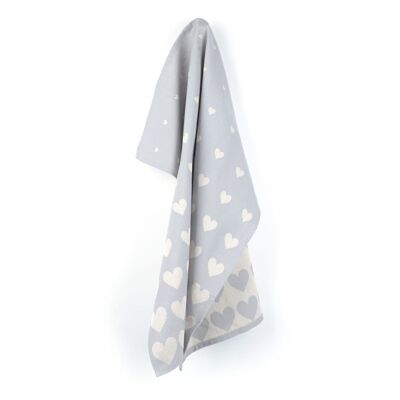 Tea Towel Hearts Grey 6pcs