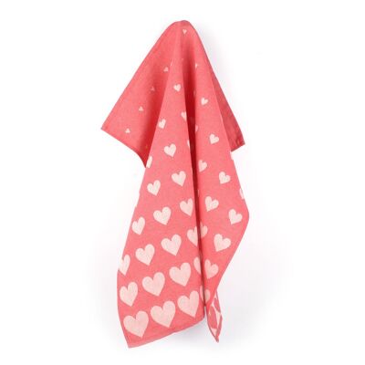 Tea Towel Hearts Red 6pcs