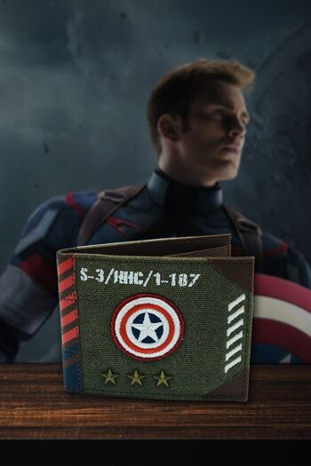 Marvel Captain America Vintage Military Army Zip Top Portefeuille en toile 4