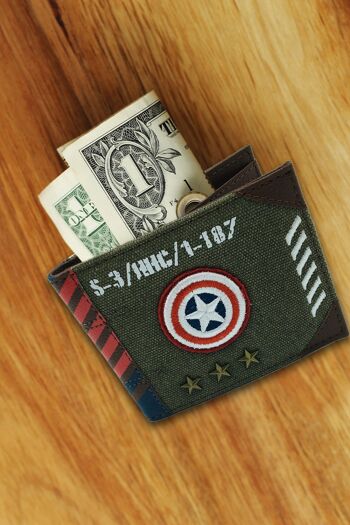 Marvel Captain America Vintage Military Army Zip Top Portefeuille en toile 5
