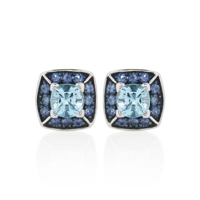 PETIT PARAGON White Gold Blue Topaz and Blue Sapphire Earrings