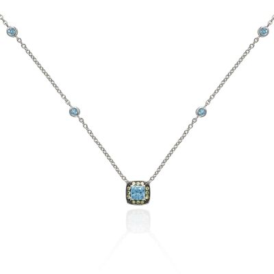 PETIT PARAGON White Gold Blue Topaz and Peridot Necklace