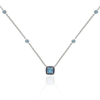 PETIT PARAGON White Gold Blue Topaz and Blue Sapphire Necklace