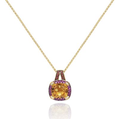 Paragon Yellow Gold Citrine Pink Sapphire Necklace