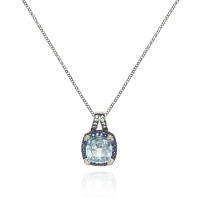 Paragon White Gold Blue Topaz Blue Sapphire Necklace