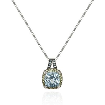 Paragon White Gold Blue Topaz Peridot Necklace