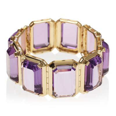 Paradigm Cuff Yellow Gold Amethyst Bracelet