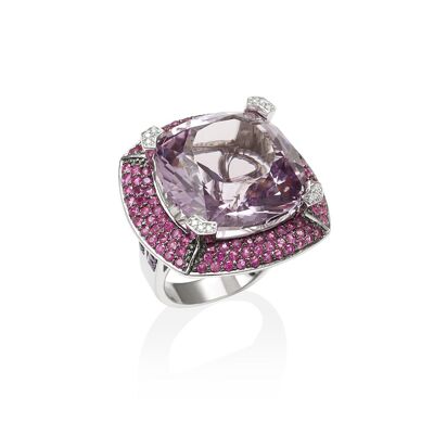 Paragon Large White Gold Amethyst Ring