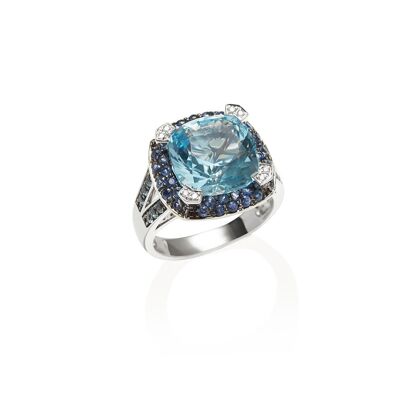 Paragon White Gold Blue Topaz Blue Sapphire Ring