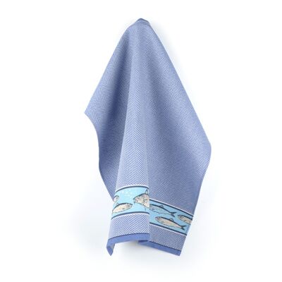Tea Towel Fish Royal Blue 6pcs