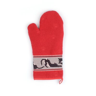 Oven Glove Cats Red 2pcs