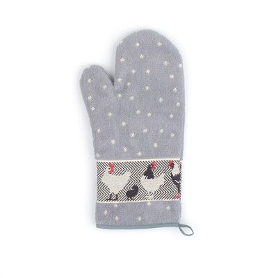 Oven Glove Chickens Grey 2pcs