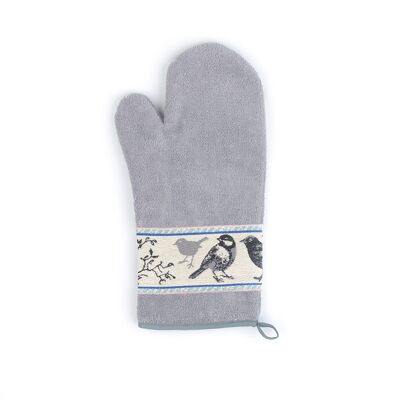 Oven Glove Birds Grey 2pcs