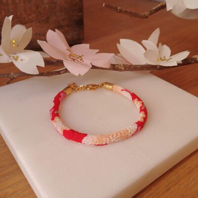 Bracciale a maglie Chirimen rosso