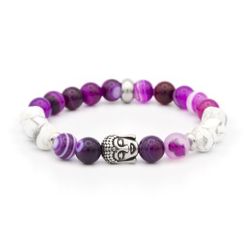 BRACELET BOUDDHA – AGATE – HOWLITE - 8mm