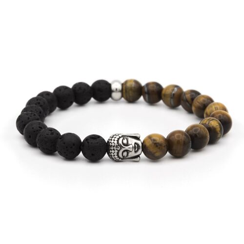 BRACELET BOUDDHA - TIGRE - LAVE - 8mm