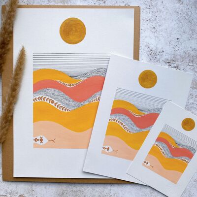 Serpent At Sundown' abstrakter A4-Kunstdruck in der Wüste