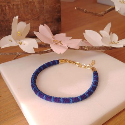 Bracelet lien Chirimen bleu