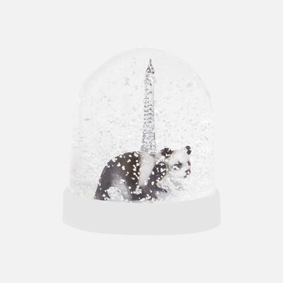 Panda and Eiffel Tower snow globe