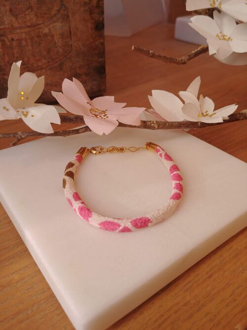 Bracelet lien Chirimen rose