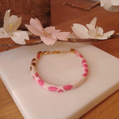 Bracelet lien Chirimen rose