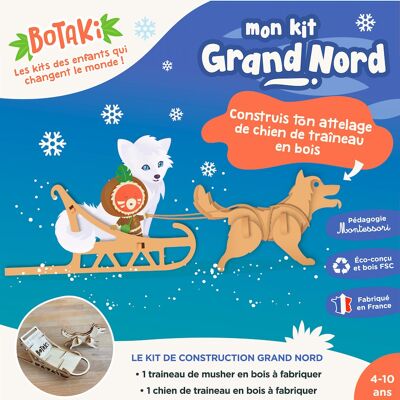 Kit Grand Nord | Construis ton traineau de Noël et son chien en bois