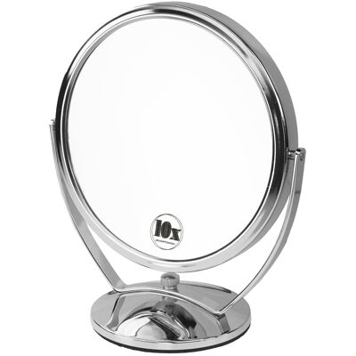 Miroir réglable en métal, argent, grossissement 10x