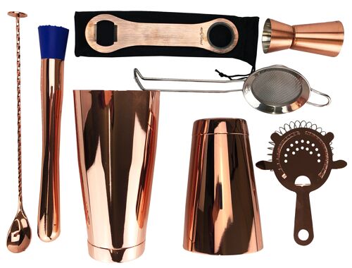 8 Piece Cocktail Making Kit in Copper, Tin on Tin