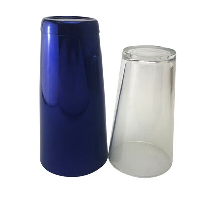 Boston Tin 28oz & Boston Glass 16oz Weighted Cocktail Shaker Set - Electric Blue