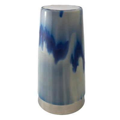 Vinyl Blue & White Swirl Boston Shaker Tin 