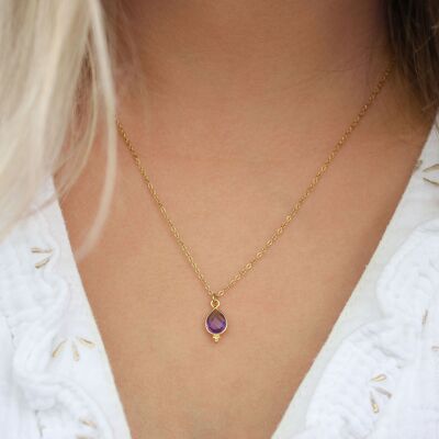 Mini amethyst stone pendant necklace