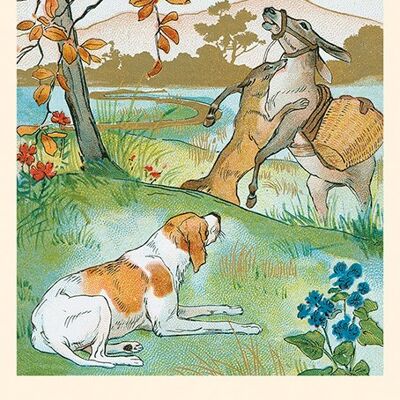 Märchenkarte: Der Esel und der Hund