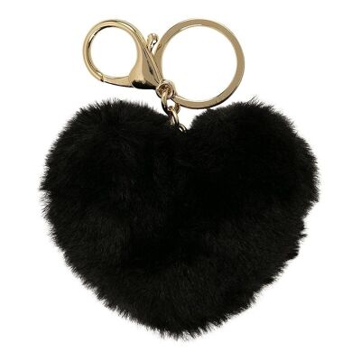 Porte cles peluche cocooning - cœur noir