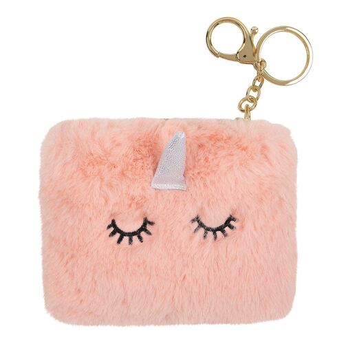 Porte monnaie porte cles cocooning - licorne rose