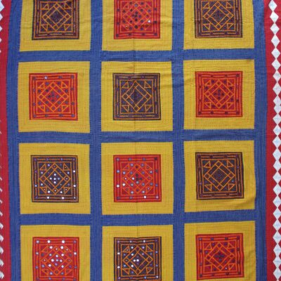 Spiegel-Patchwork-indische Tagesdecke