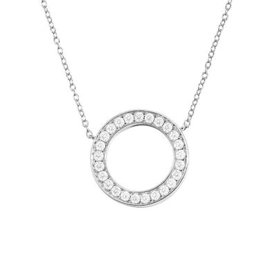 Collier Cercle Éternel/Or Blanc 18K & Zircon Cubique Premium