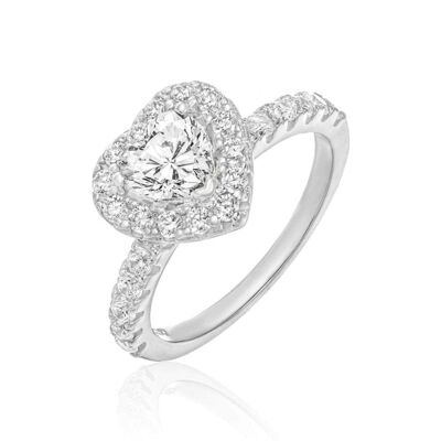 2 Carat Halo Heart Promise Ring/18K White Gold & Cubic Zirconia