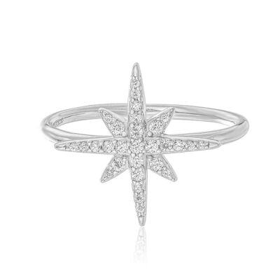 Starburst Ring/18K White Gold & Cubic Zirconia - Large (US 8)