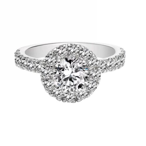 Halo Promise Ring/18K White Gold & Cubic Zirconia - Extra Small (US 5)