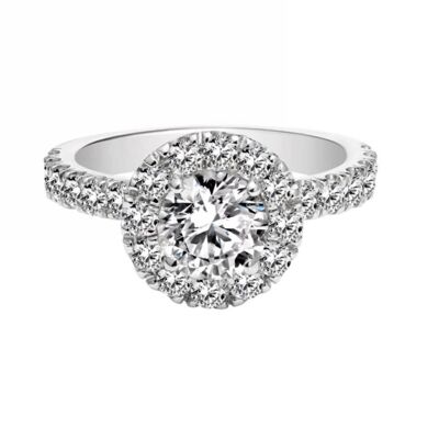 Halo Promise Ring/18K White Gold & Cubic Zirconia - Extra Small (US 5)