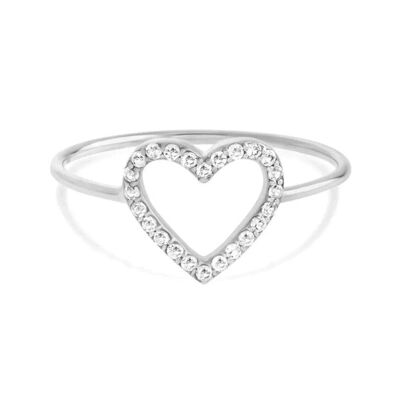 Cute Heart Ring/18K White Gold & Cubic Zirconia