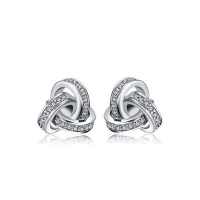 Boucles d'Oreilles Atomic Stud/Or Blanc 18K & Cubic Zirconia